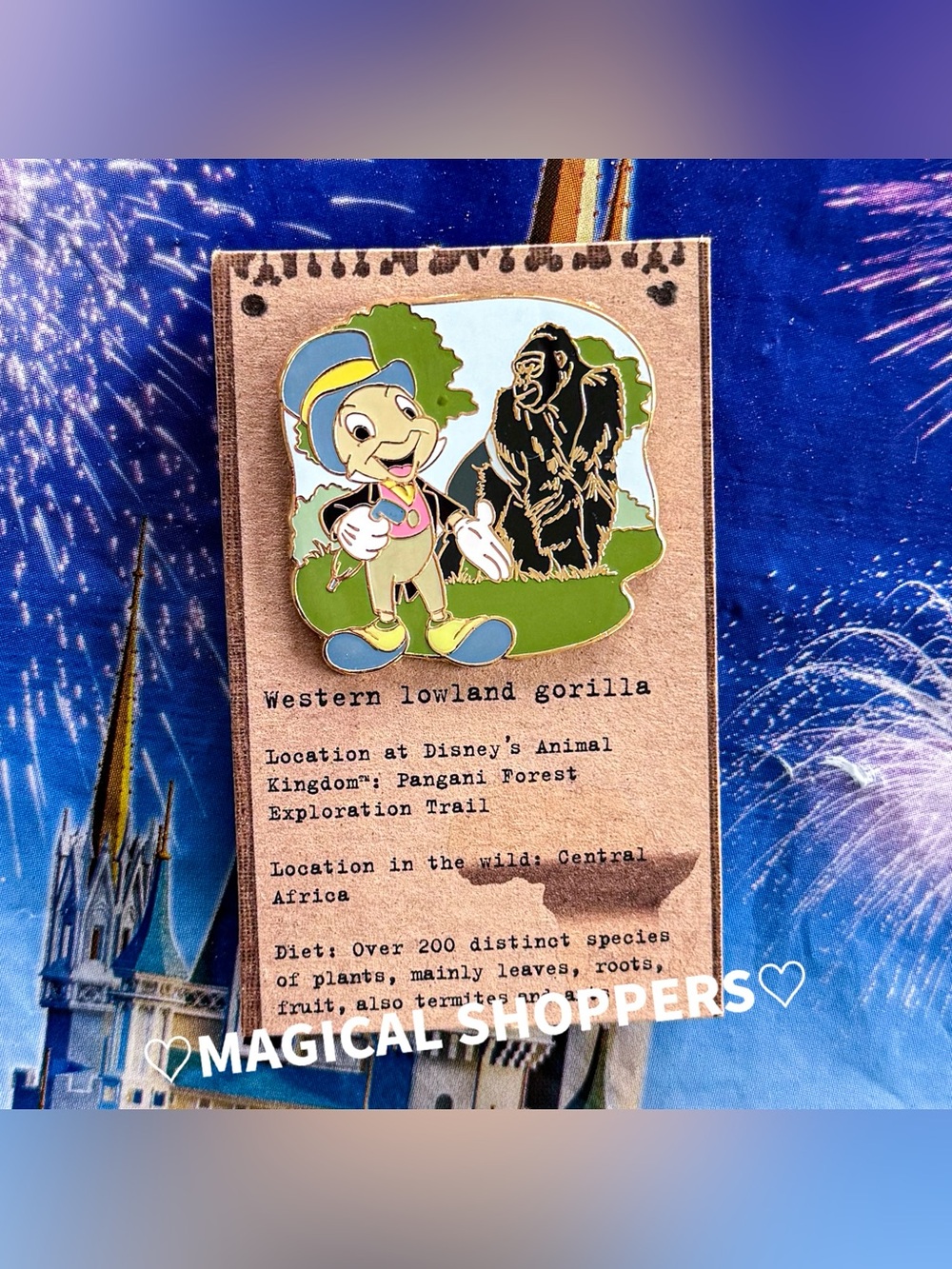 Disney Parks Animal Kingdom Theme Park Animals Mystery Pin Jiminy & Gorilla